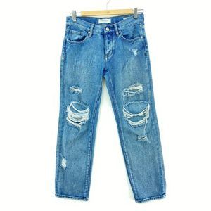 PACSUN Ripped Light Wash Boyfriend Blue Jeans